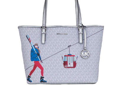 Jet Set Girls Print Medium Signature PVC Tragetasche Schultertasche (Hellweiß Multi)