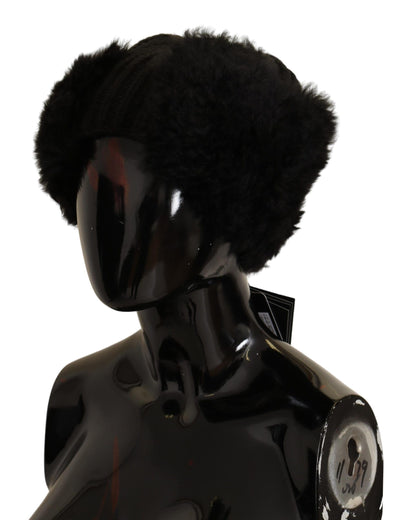 Elegante schwarze Beaniemütze aus Kaschmir-Alpakafell