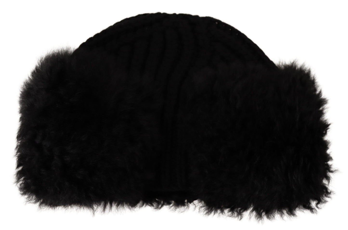 Elegante schwarze Beaniemütze aus Kaschmir-Alpakafell