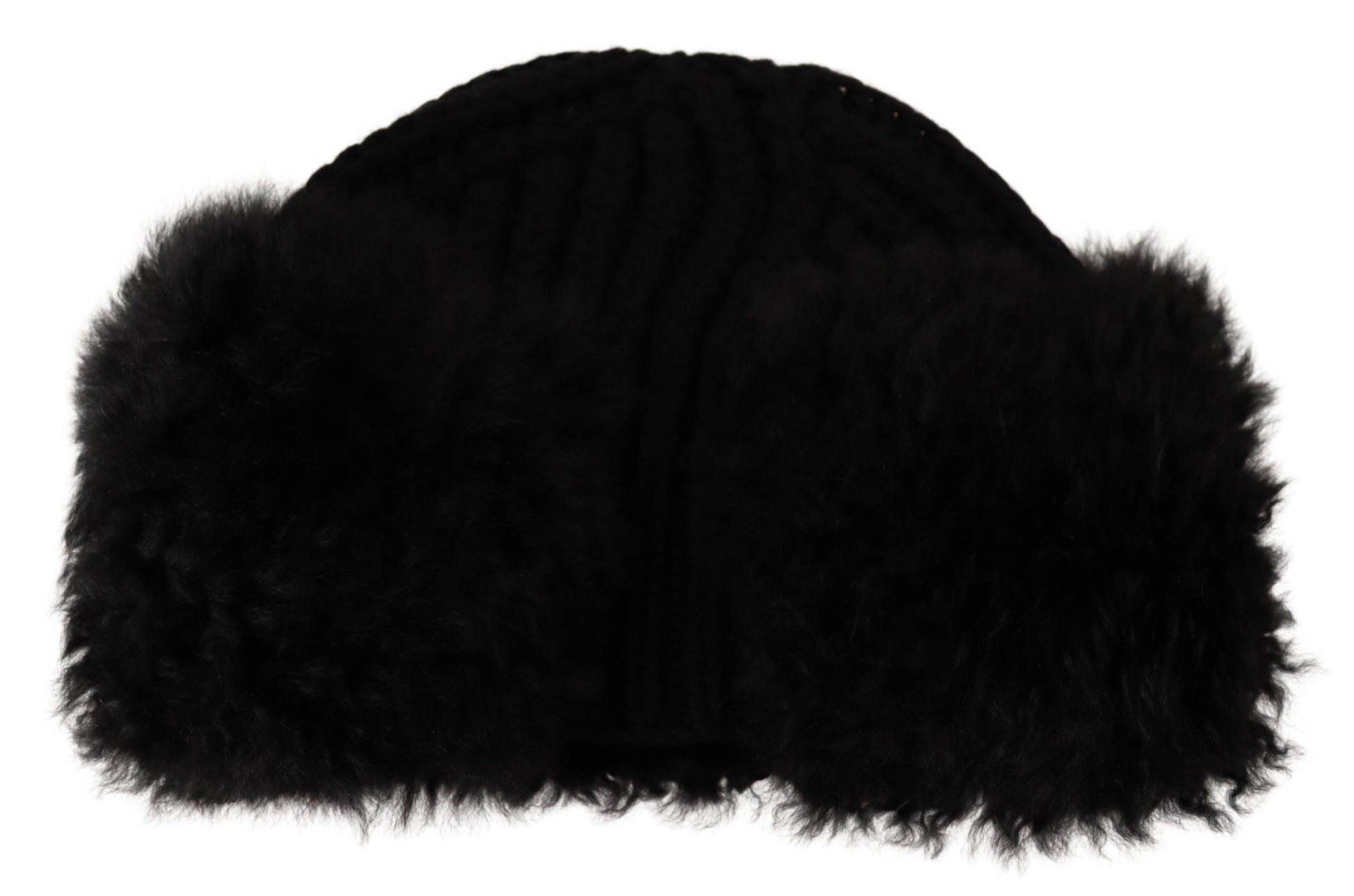 Elegante schwarze Beaniemütze aus Kaschmir-Alpakafell