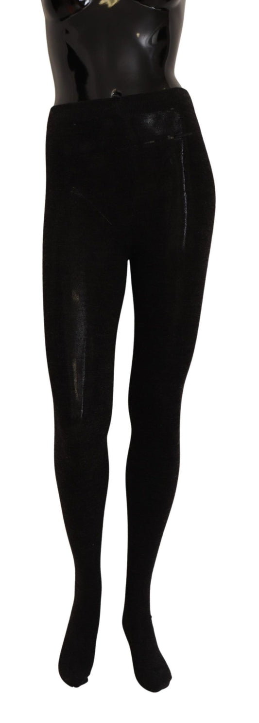 Elegante schwarze Woll-Stretch-Strumpfhose