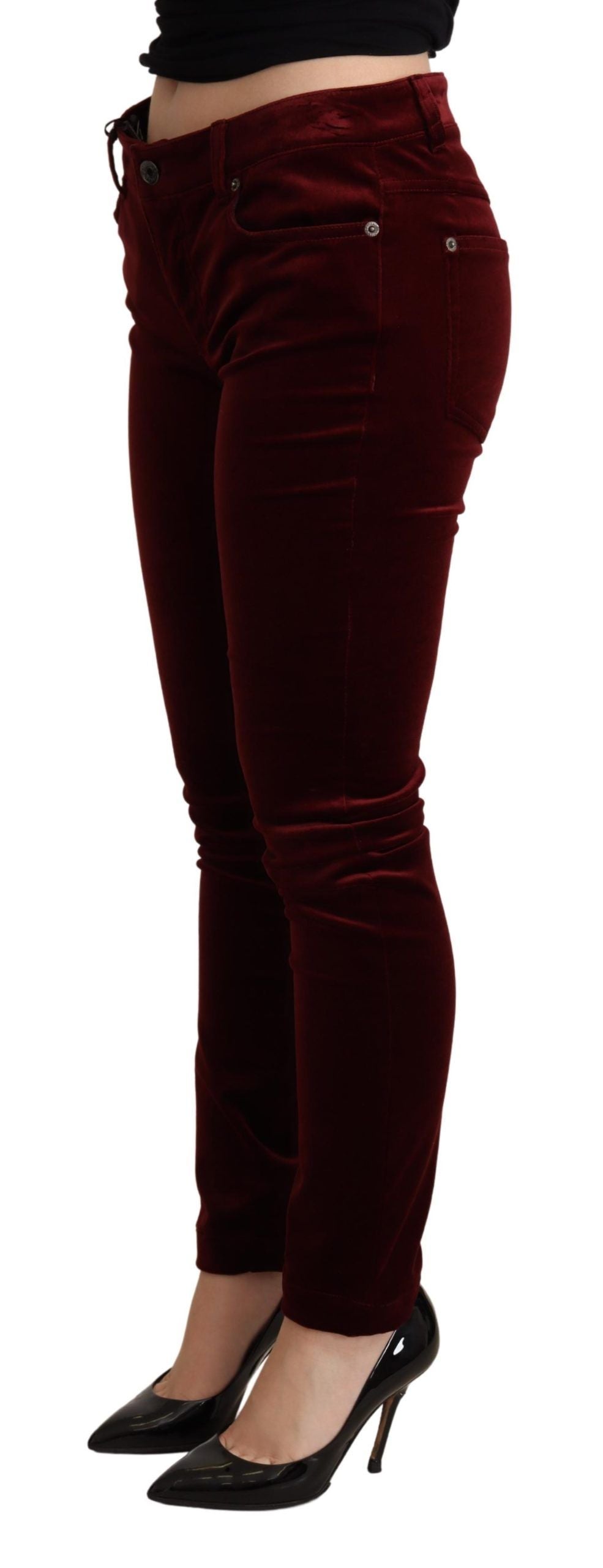 Exquisite bordeauxrote Skinny Hose