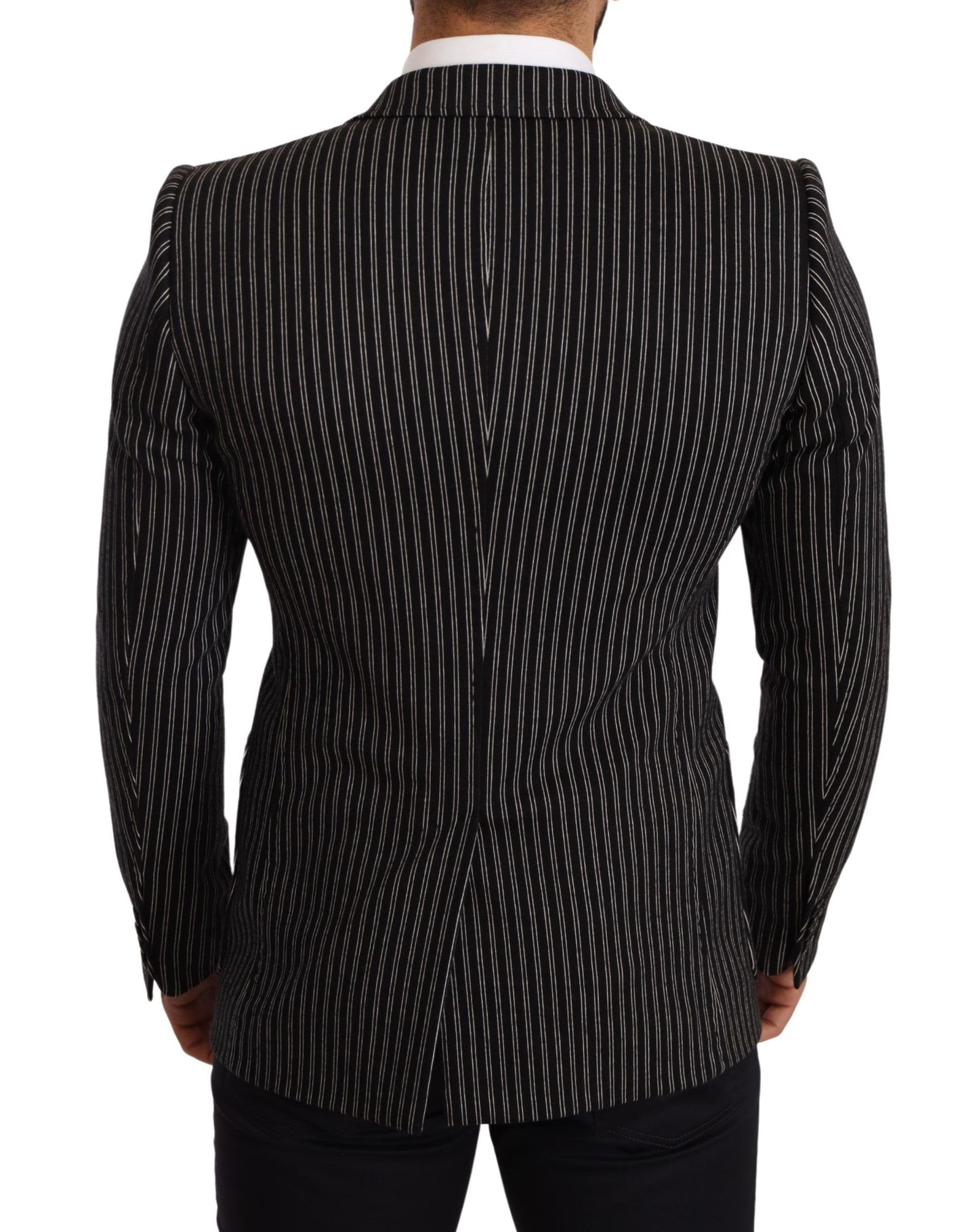 Eleganter schwarz gestreifter Blazer aus Schurwolle