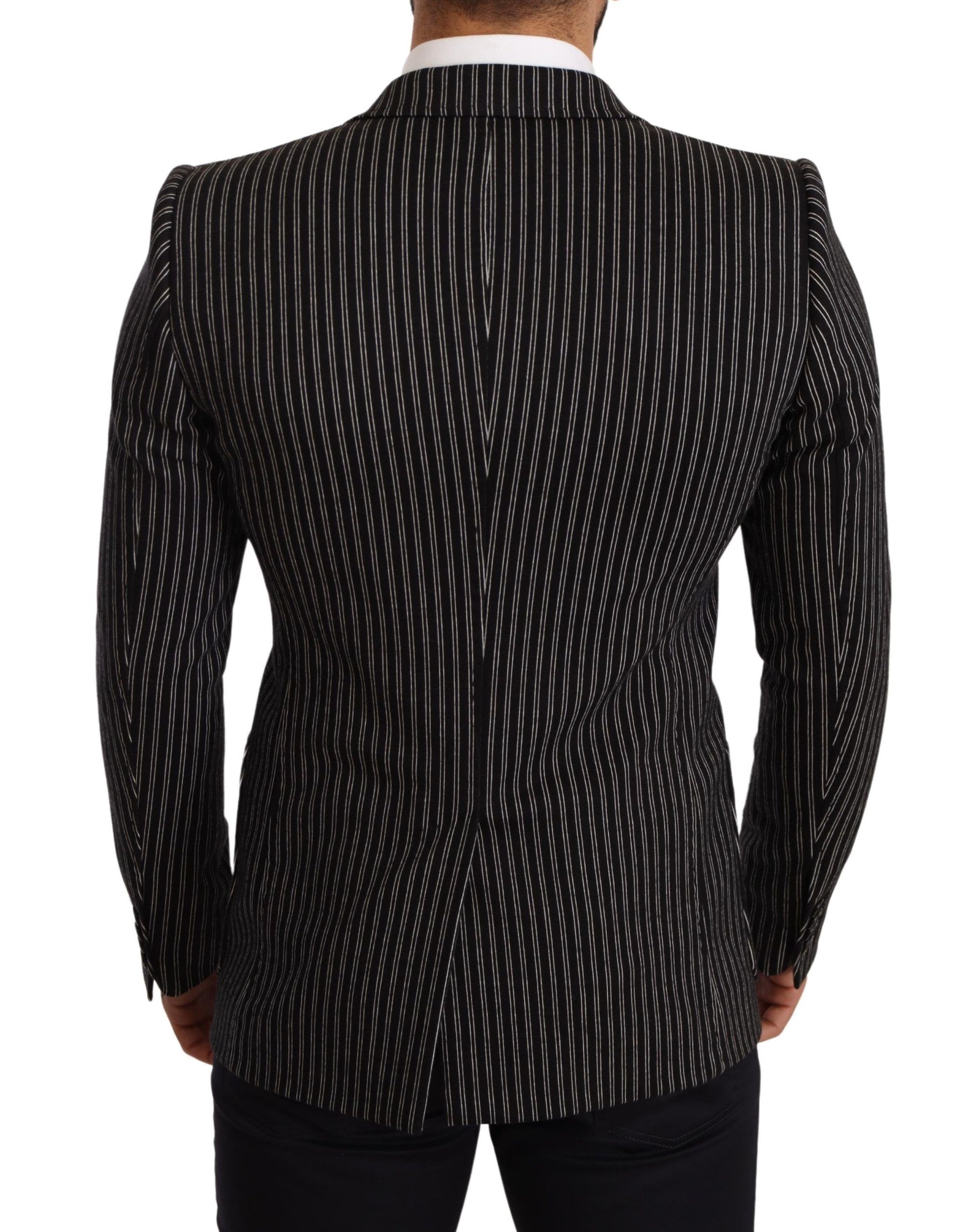 Eleganter schwarz gestreifter Blazer aus Schurwolle