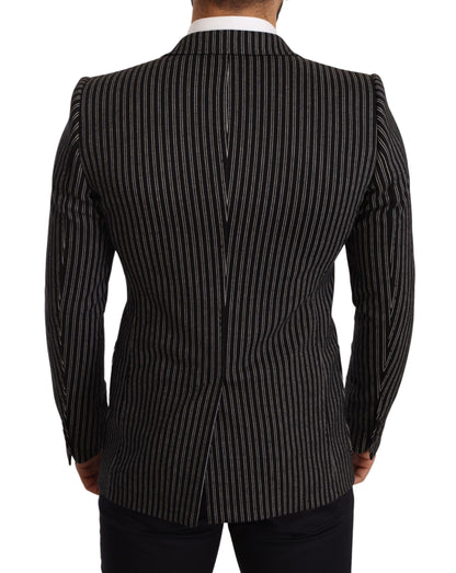 Eleganter schwarz gestreifter Blazer aus Schurwolle