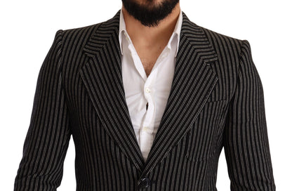 Eleganter schwarz gestreifter Blazer aus Schurwolle