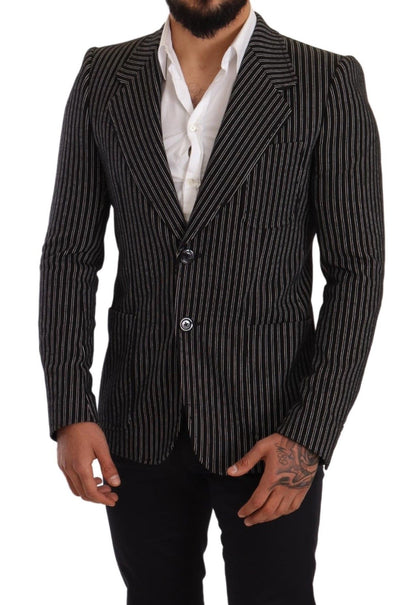 Eleganter schwarz gestreifter Blazer aus Schurwolle