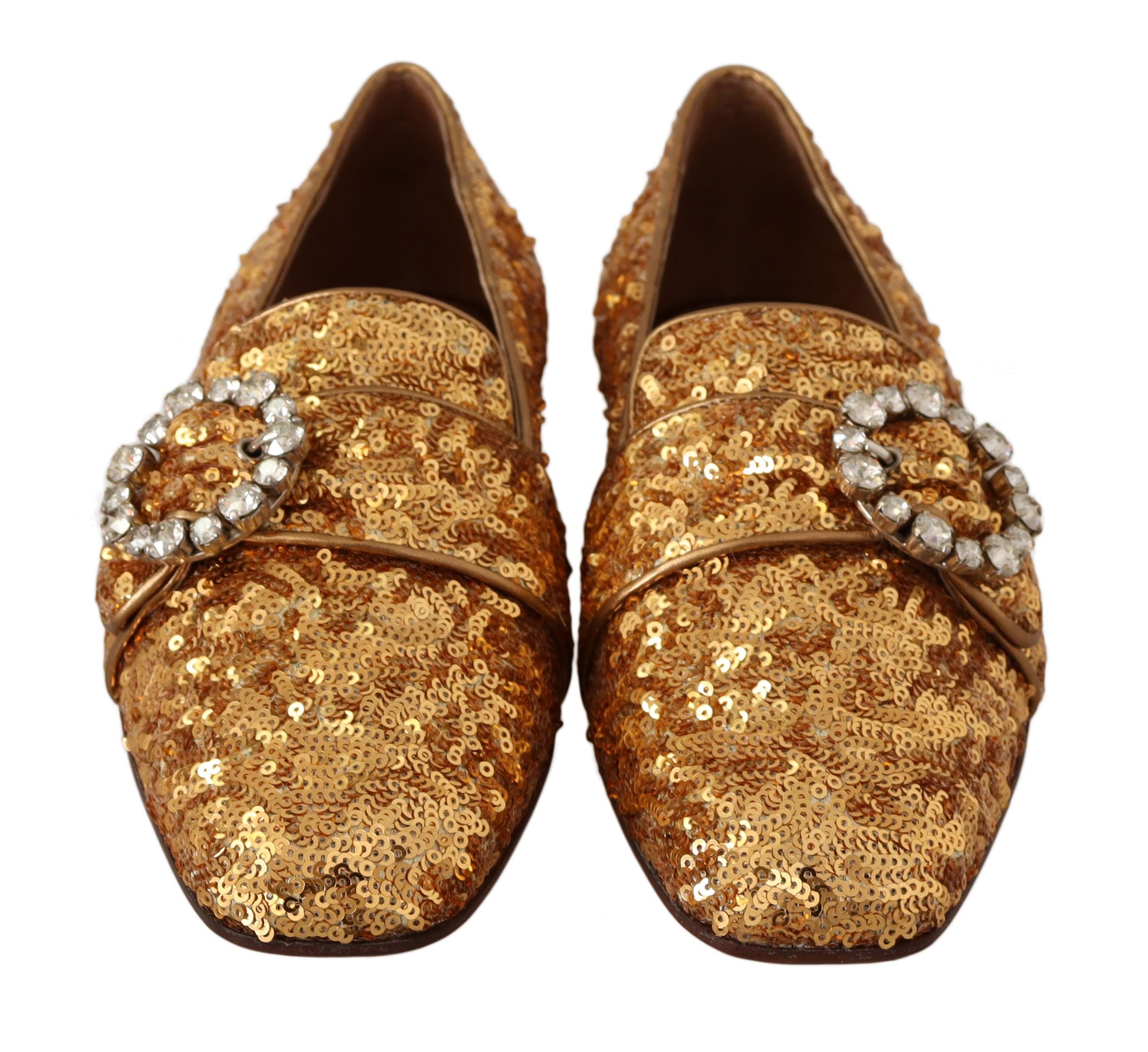 Elegante Ballerinas mit goldenen Pailletten und Kristallen