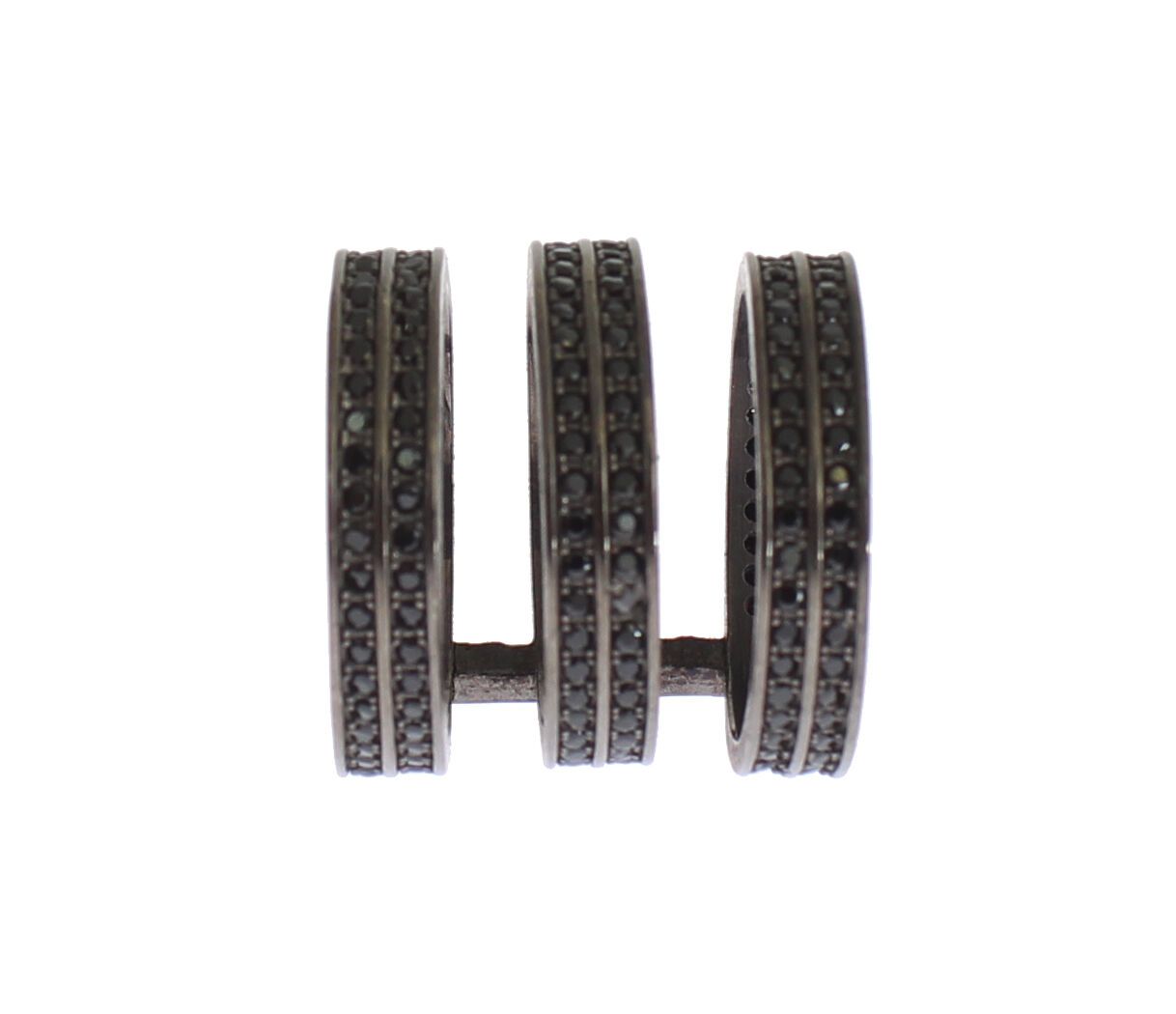 Schicker Sterlingsilberring mit schwarzem Kristall
