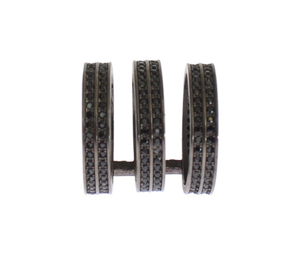 Schicker Sterlingsilberring mit schwarzem Kristall