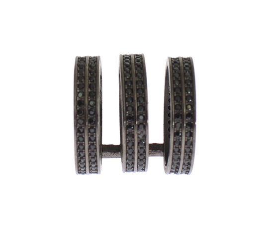 Schicker Sterlingsilberring mit schwarzem Kristall