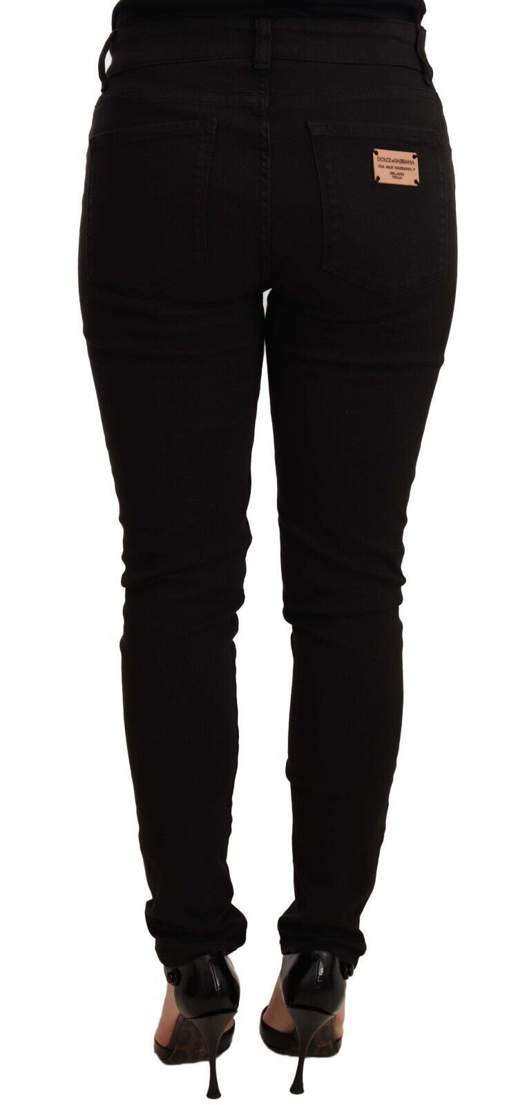 Schicke schwarze Skinny-Jeans mit mittlerer Taille
