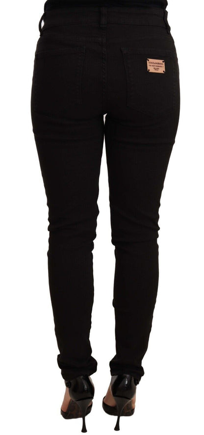 Schicke schwarze Skinny-Jeans mit mittlerer Taille