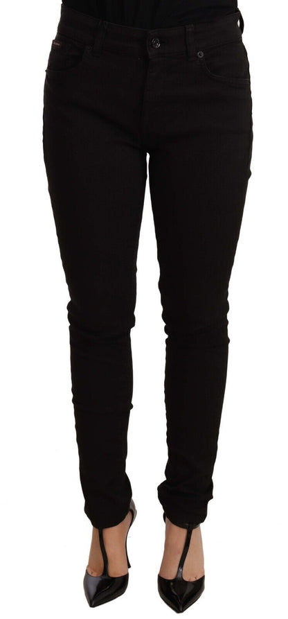 Schicke schwarze Skinny-Jeans mit mittlerer Taille