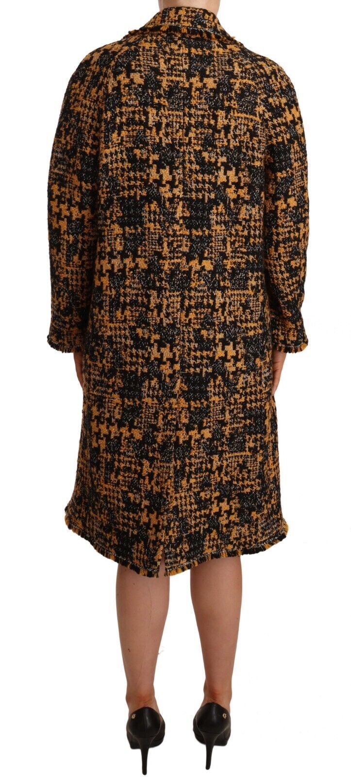 Mehrfarbiger langer Cardigan-Mantel mit Revers