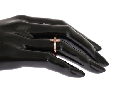 Eleganter Silberring mit rosa Kristallbesatz