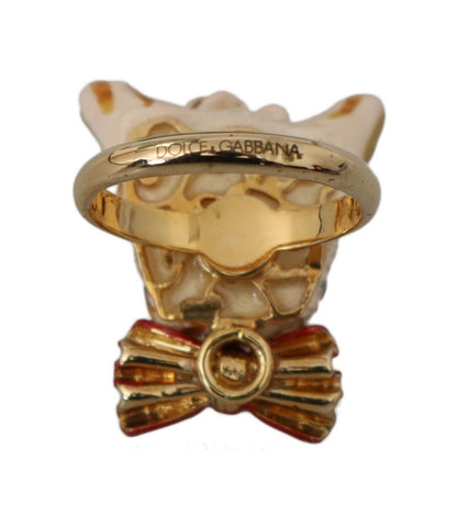 Eleganter, goldfarbener Ring im Hunde-Stil