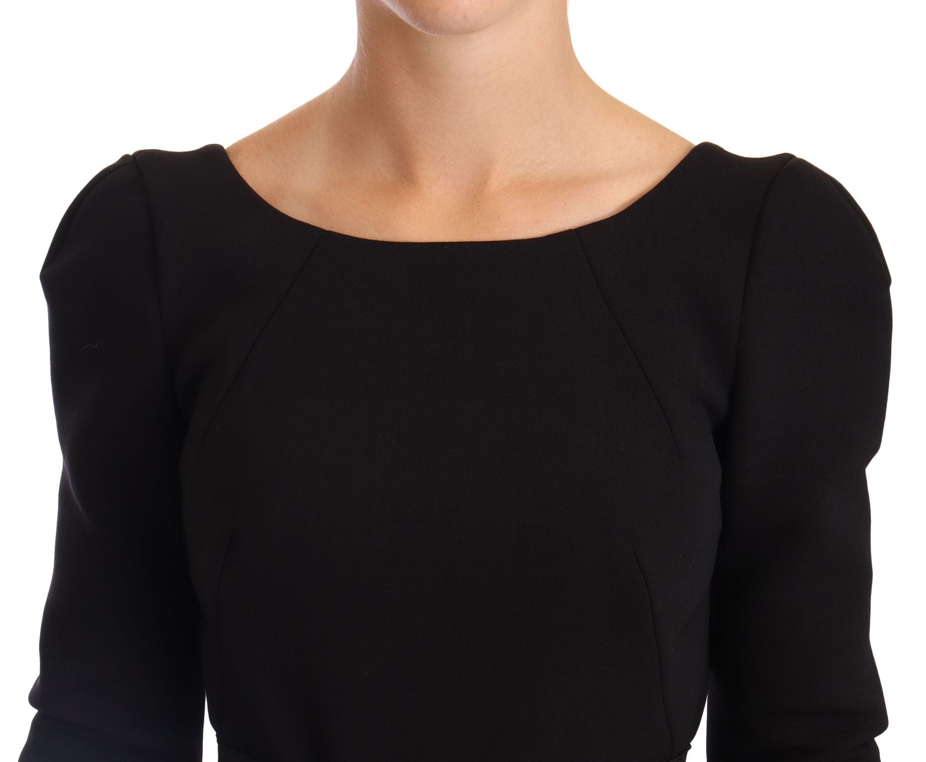 Elegantes schwarzes Stretch-Etuikleid mit wadenlanger Länge