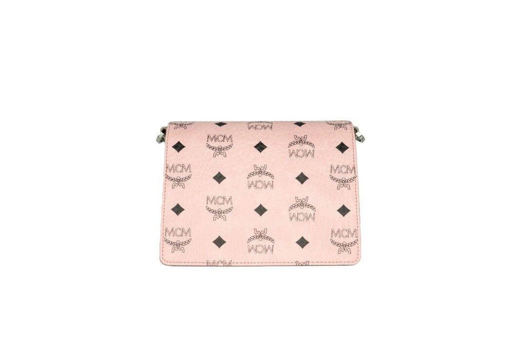 Signature – Mini-Crossbody-Handtasche aus weichem rosa Leder mit Diamant-Logo und Klappverschluss