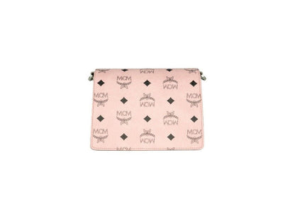 Signature – Mini-Crossbody-Handtasche aus weichem rosa Leder mit Diamant-Logo und Klappverschluss