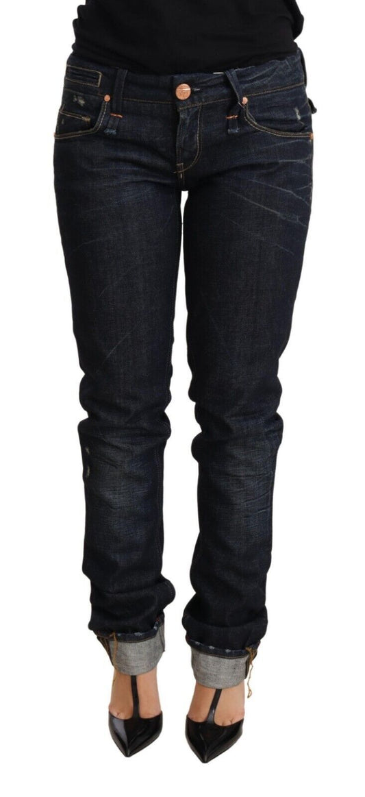 Elegante Skinny Jeans mit niedriger Taille in Dunkelblau