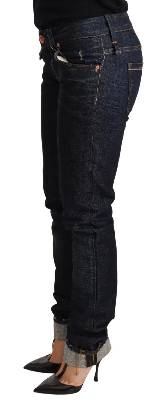 Elegante Skinny Jeans mit niedriger Taille in Dunkelblau
