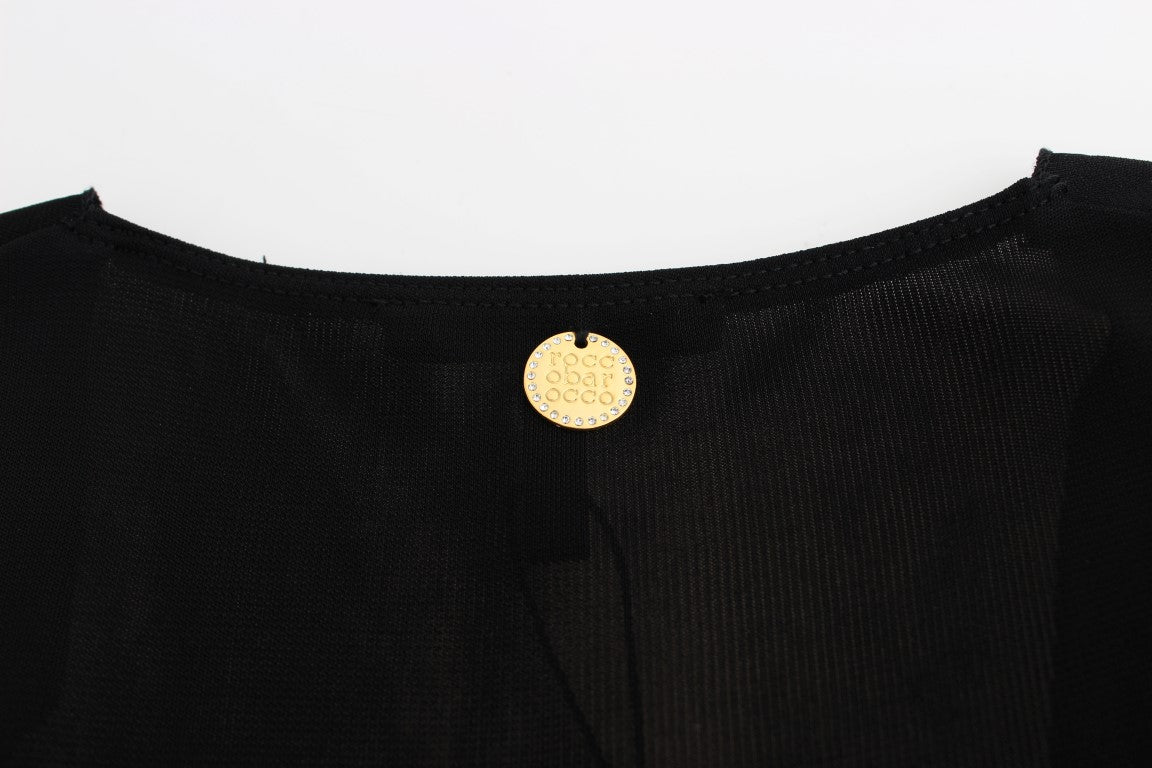 Elegantes ärmelloses schwarzes Minikleid mit goldenen Details