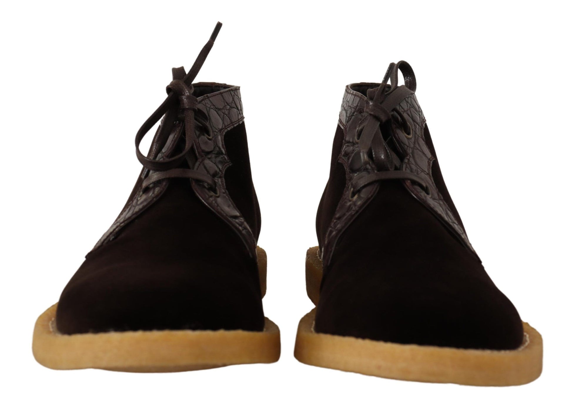 Stiefeletten aus exotischem Caiman-Leder in Braun