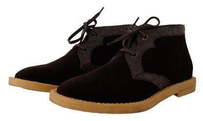 Stiefeletten aus exotischem Caiman-Leder in Braun