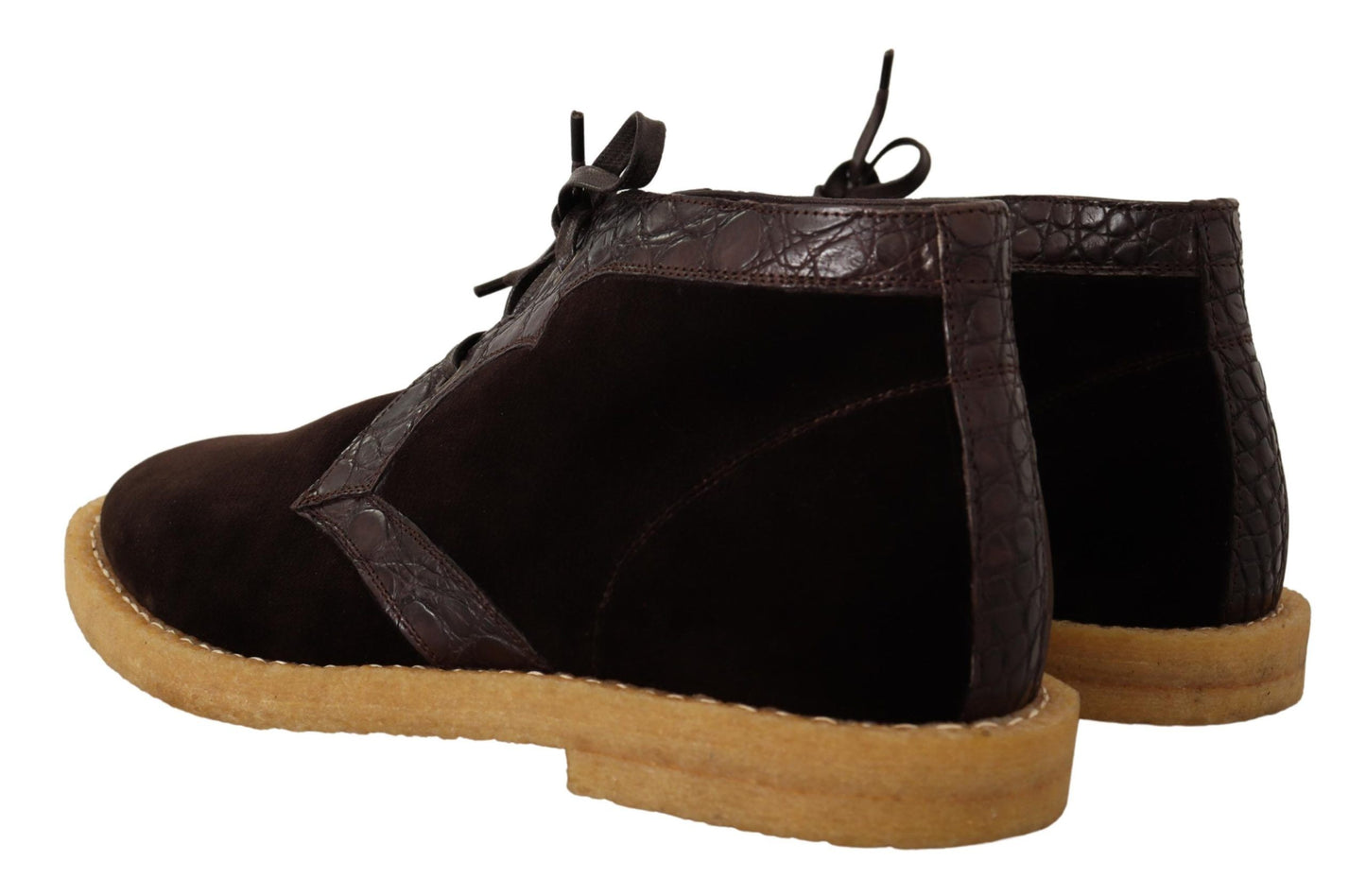 Stiefeletten aus exotischem Caiman-Leder in Braun