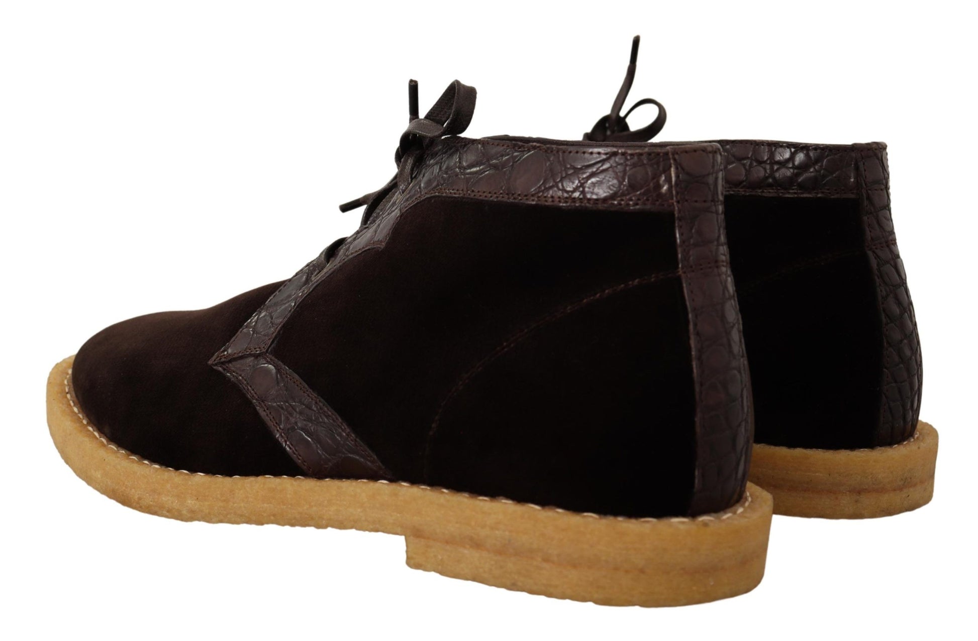 Stiefeletten aus exotischem Caiman-Leder in Braun