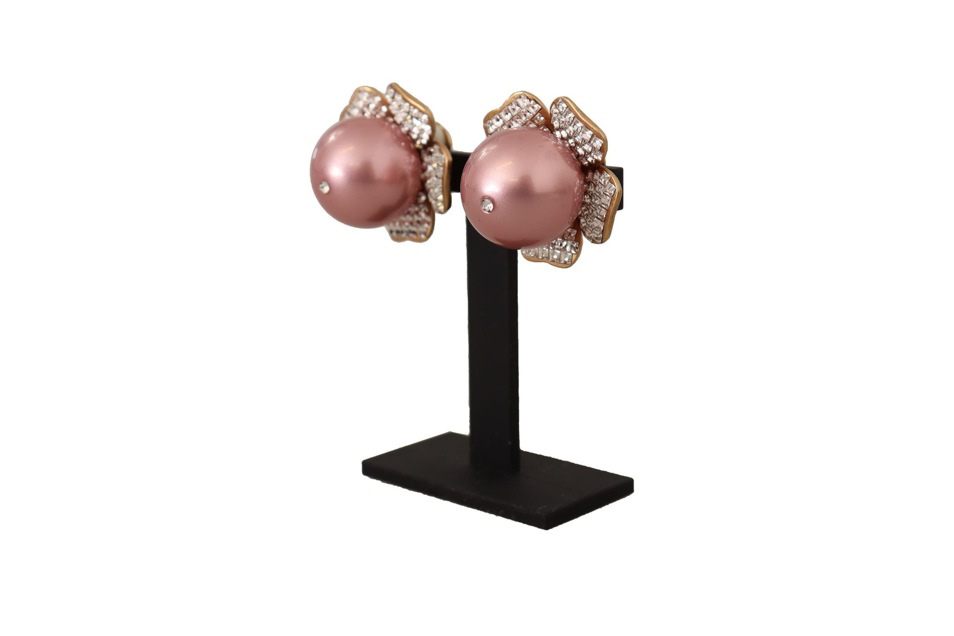 Elegante florale Ohrclips mit Kristallperlen