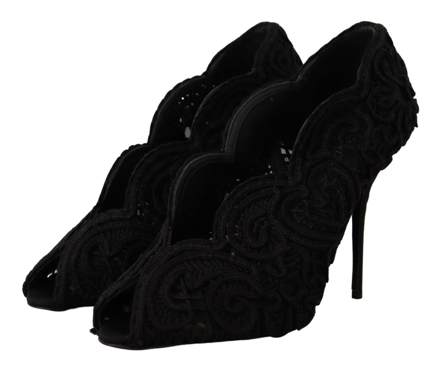Elegante schwarze Stilettos aus Spitze
