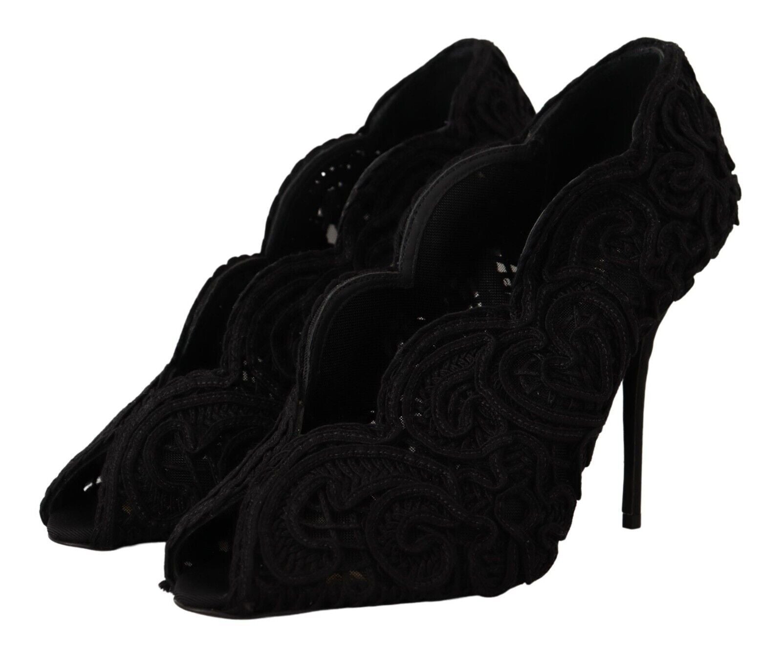 Elegante schwarze Stilettos aus Spitze