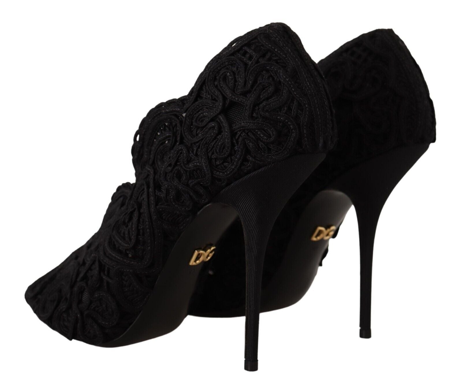 Elegante schwarze Stilettos aus Spitze
