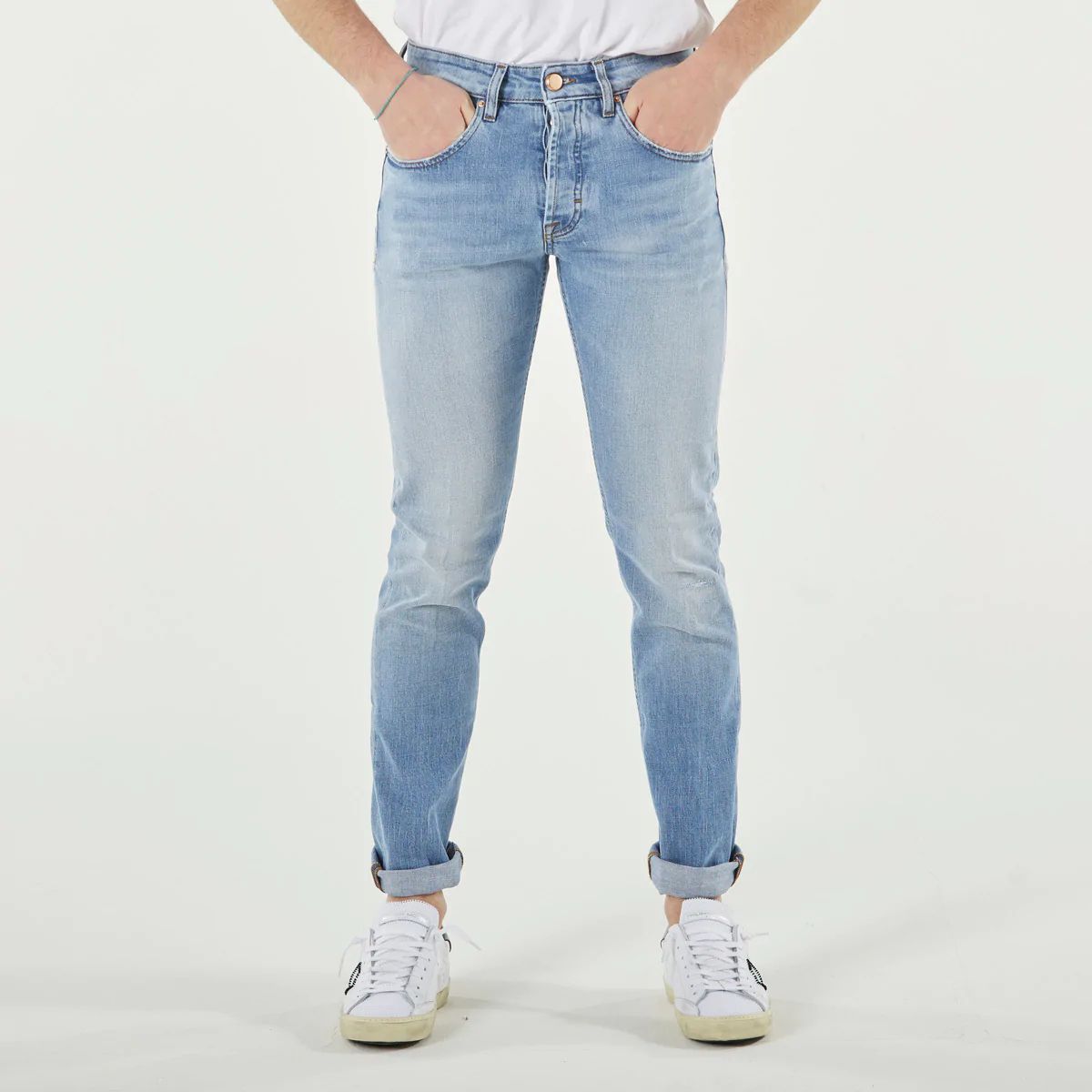 Light Blue Cotton Men Jeans