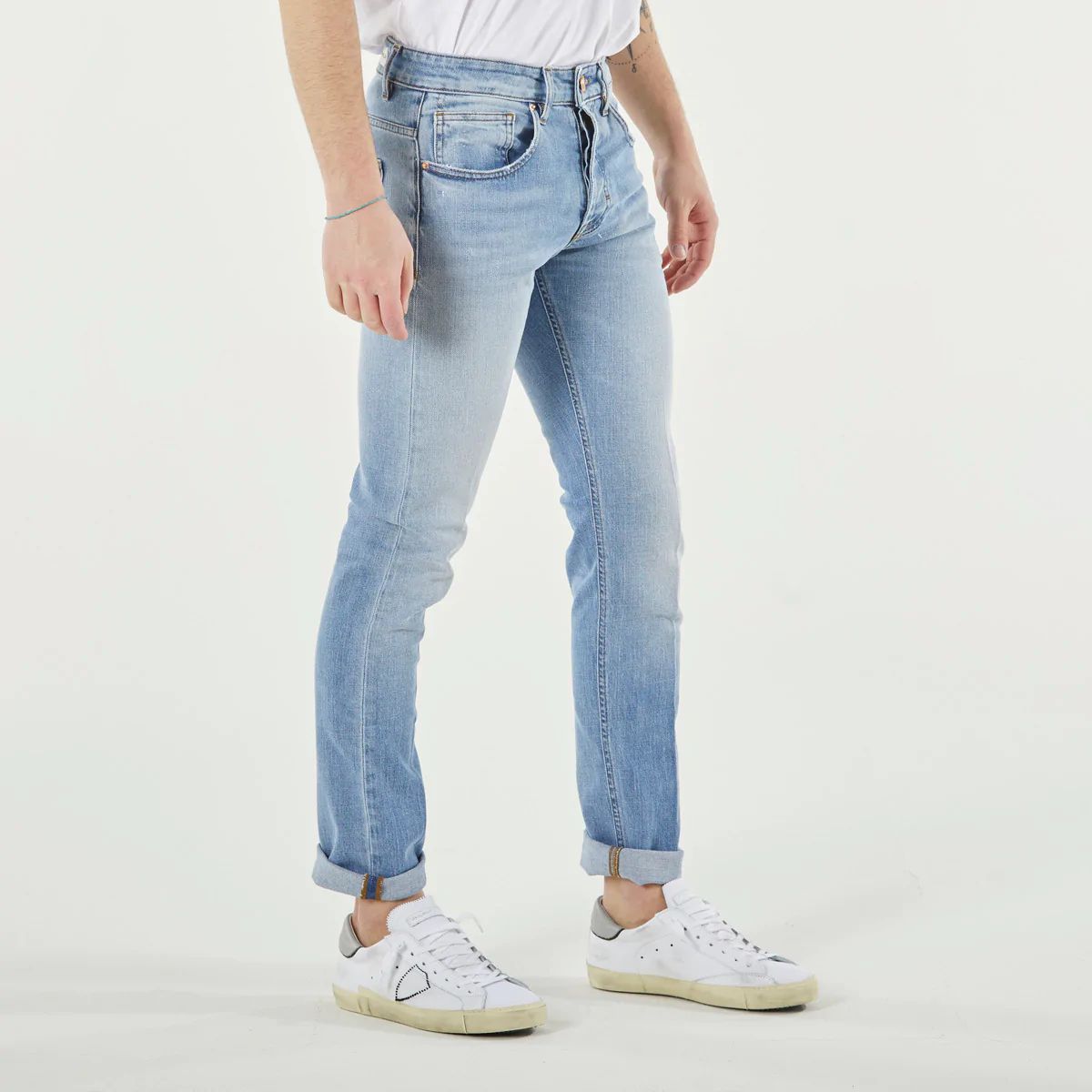 Light Blue Cotton Men Jeans