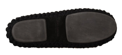 Elegante schwarze Ballerinas aus Wollstrick