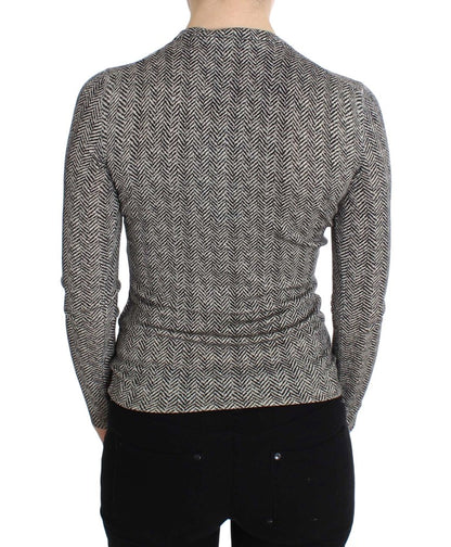 Eleganter schwarz-weißer Woll-Cardigan