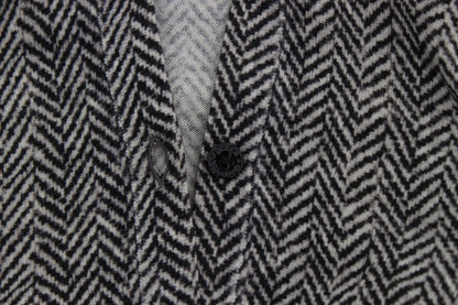 Eleganter schwarz-weißer Woll-Cardigan