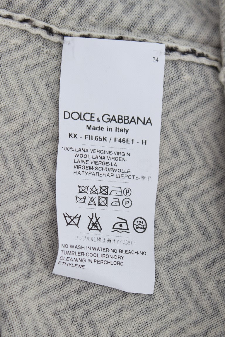Eleganter schwarz-weißer Woll-Cardigan