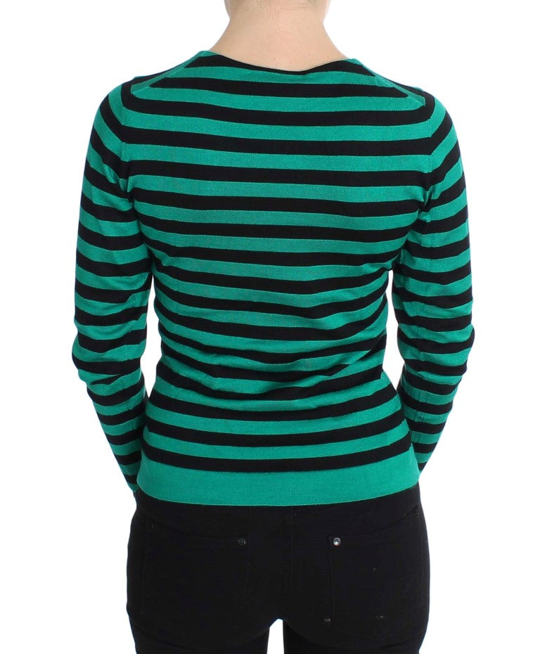 Eleganter gestreifter Pullover aus Kaschmir und Seide