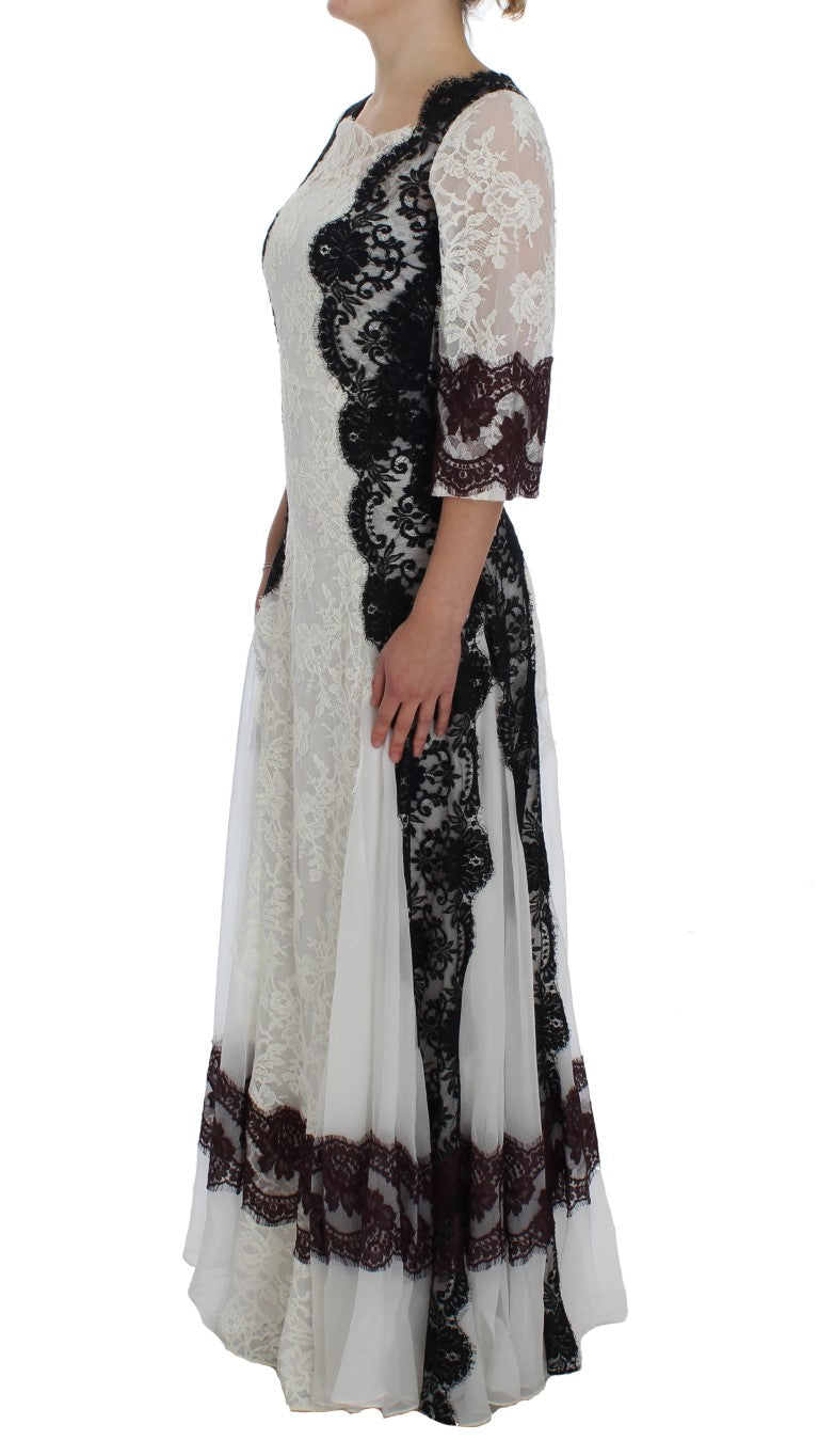 Maxikleid aus Seidenmischung mit floraler Spitze