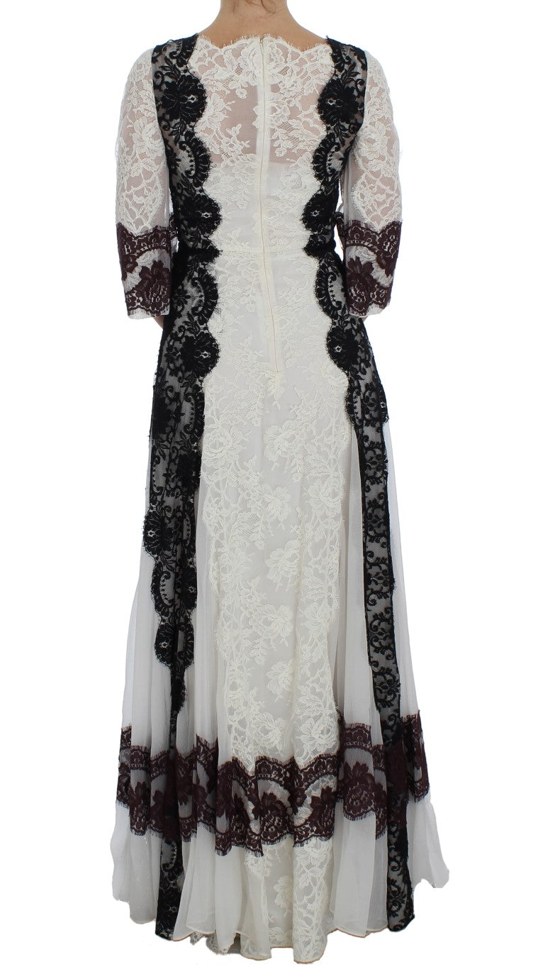 Maxikleid aus Seidenmischung mit floraler Spitze