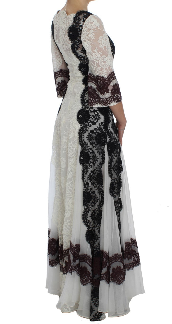 Maxikleid aus Seidenmischung mit floraler Spitze