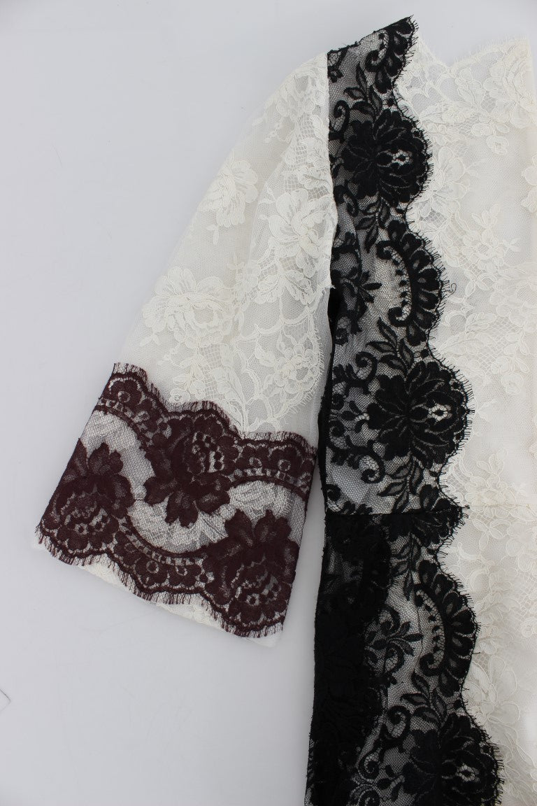 Maxikleid aus Seidenmischung mit floraler Spitze