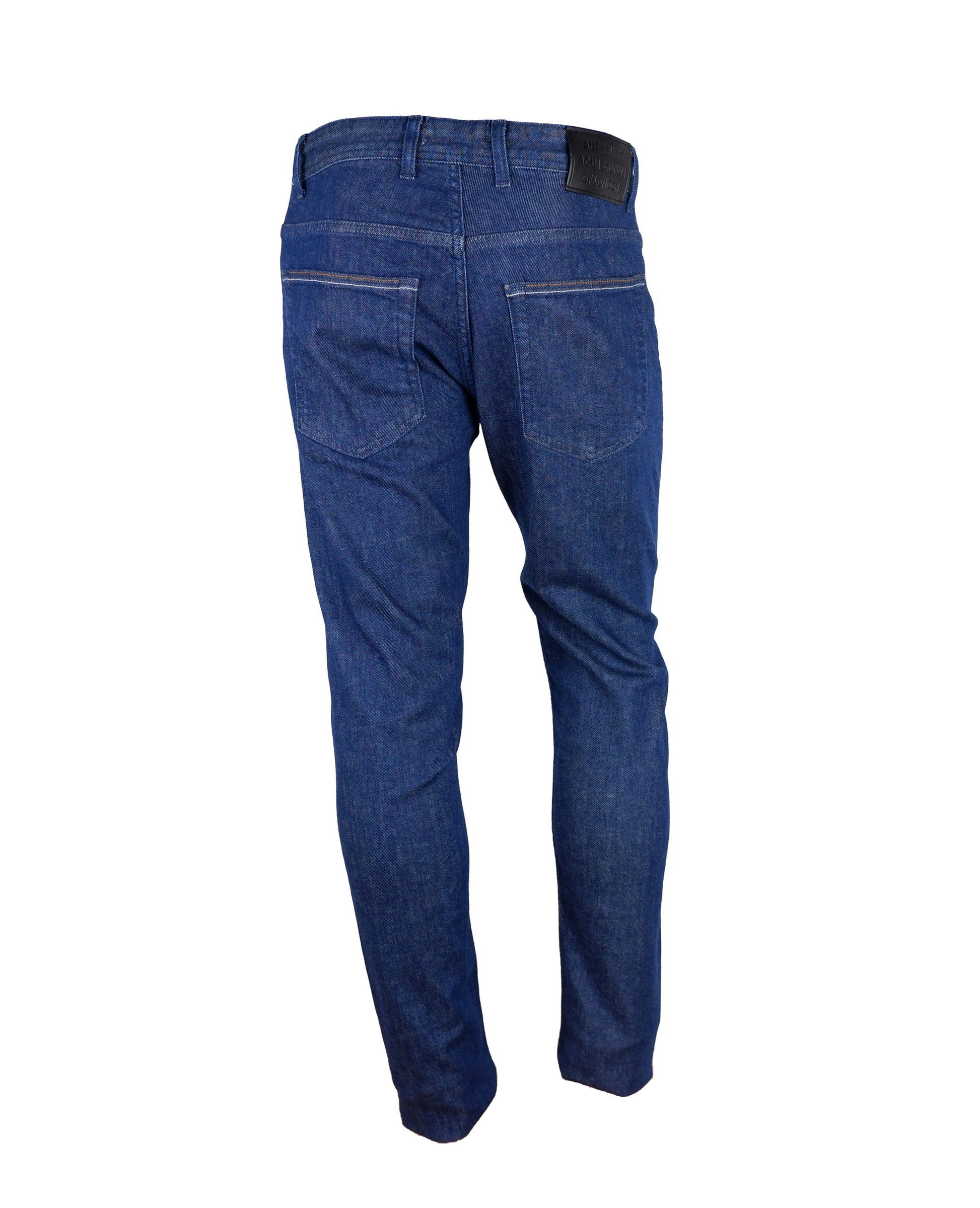 Dark Blue Cotton Men Jeans with Five-Pocket Design