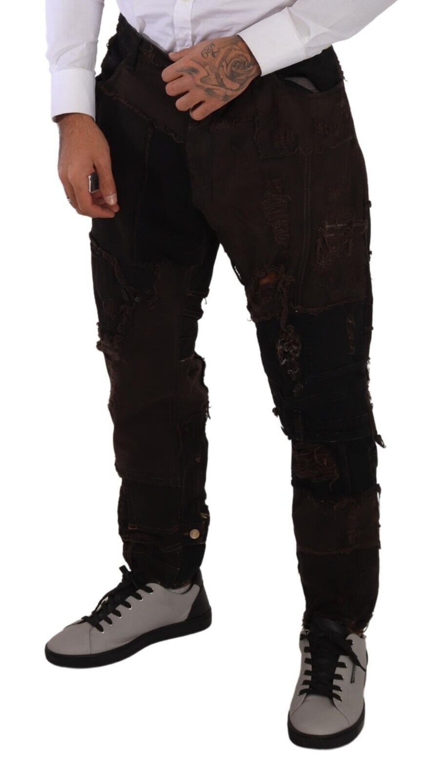Elegante Distressed Patchwork-Jeans