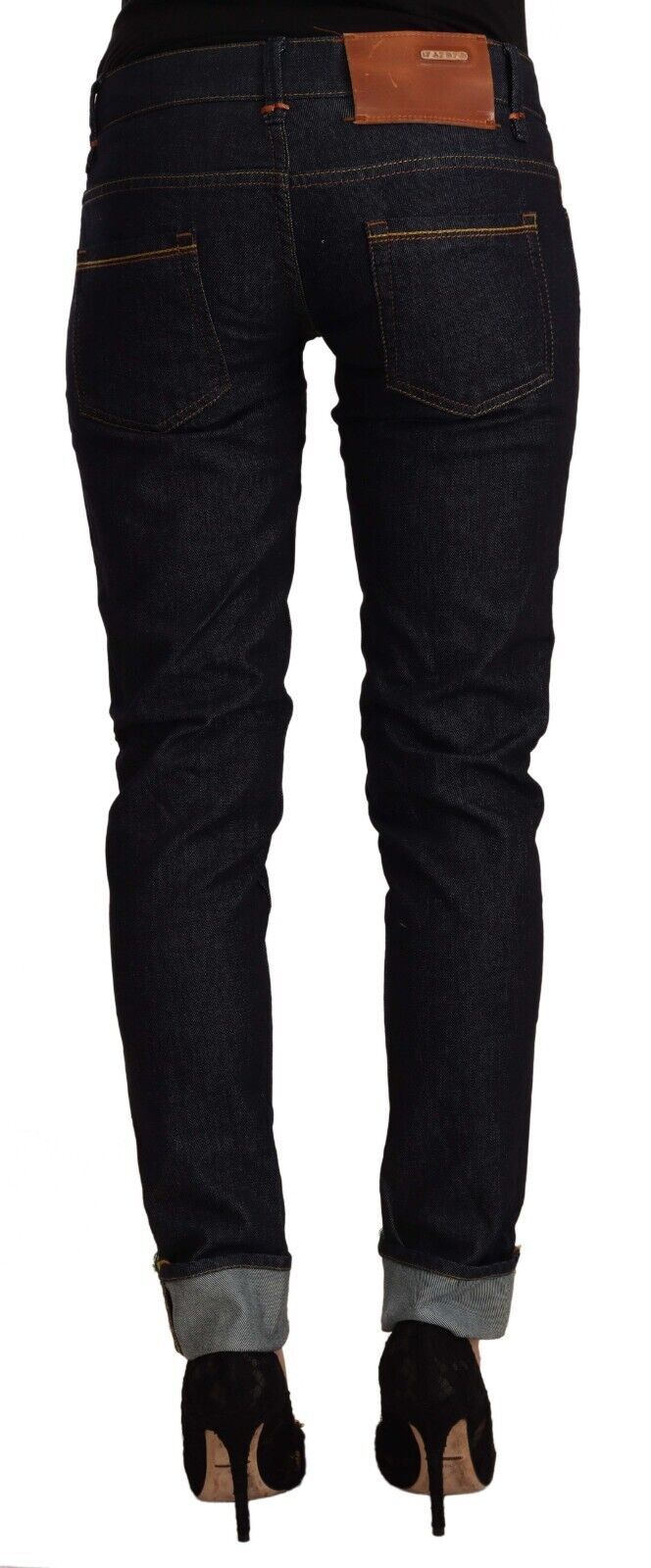 Schicke Skinny Jeans mit niedriger Taille in Schwarz