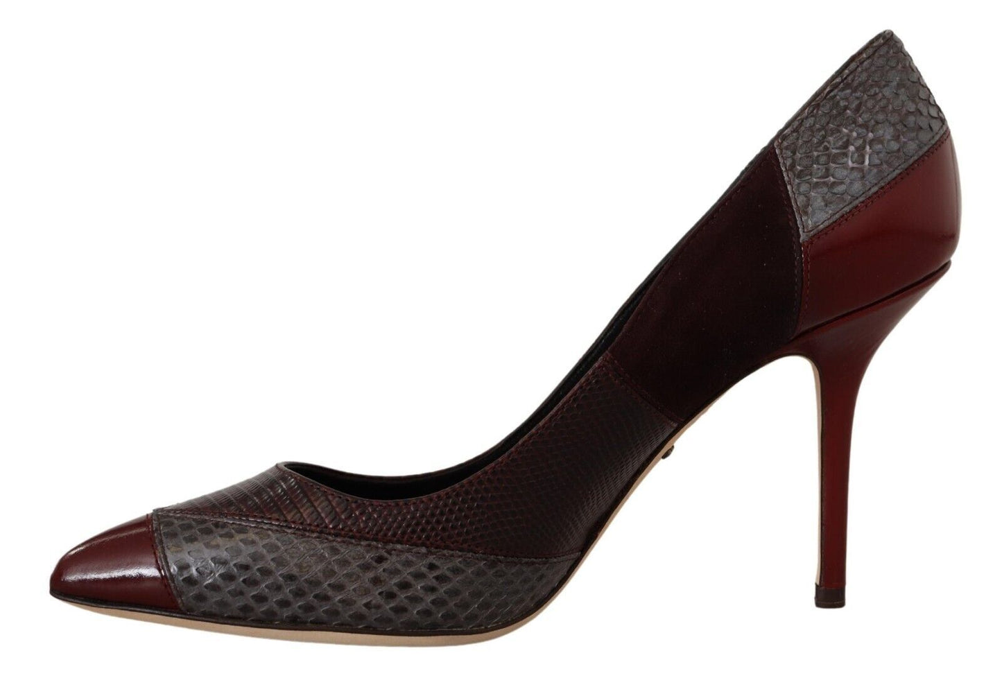 Mehrfarbige Pumps aus exotischem Leder